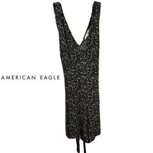 American Eagle Womens‎ Floral Black Sleeveless Romper XS Rayon Blend Casual